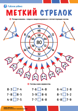 Меткий стрелок: таблица умножения числа 8  