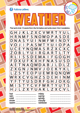 Ищем английские слова: погода